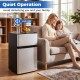 3.2 Cu.Ft mini fridge with freezer, silver finish, quiet operation, ideal for dorms and small spaces.