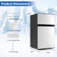 3.2 Cu.Ft mini fridge with freezer, silver finish, featuring adjustable thermostat and removable glass shelves for.
