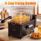 3.2-Qt electric deep fryer with 8-cup frying basket and LED touch screen, perfect for quick and easy frying.