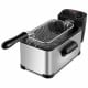 Side view of the 3.2 Quart Electric Stainless Steel Deep Fryer showcasing the removable frying basket and cool touch.