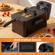Electric stainless steel deep fryer with timer, 3.2 qt capacity, anti-scald handles, and non-slip foot pads for.