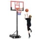 Adjustable 3.3-7 ft kids basketball hoop in black and red, featuring a shatterproof backboard and built-in wheels for.