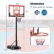 Portable adjustable kids basketball hoop system in black and red, height 3.3-7 ft, with shatterproof backboard and.