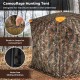 Camouflage hunting tent featuring a 270° see-through design, noise-free sliding windows, and brush-in loops for.