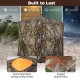 3-4 person hunting blind with 270° see-through design, removable orange safety panels, and rugged oxford fabric for.