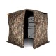 Side view of the 3-4 person hunting blind with realistic camouflage, showcasing its compact pop-up design for easy.
