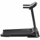 Foldable electric treadmill with LCD screen, adjustable speed, and compact design for indoor exercise convenience.