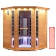 Interior view of the 3-5 People Far Infrared Wooden Sauna Room, showcasing spacious design and integrated audio.