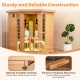 Far infrared wooden sauna room for 3-5 people, featuring Canadian hemlock, tempered glass door, and RGB lighting.