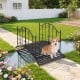 Garden metal bridge with dual patterned side rails, 3.9 ft long, featuring a reinforced frame and slatted walkway for.
