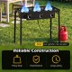 Three-burner propane stove with adjustable regulator and hose, designed for camping and outdoor cooking with durable construction.