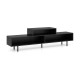 Black 3 cubby TV stand with extra middle leg for stability, featuring ample open compartments for media accessories.
