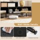 3 Cubby TV stand in black with 5 metal legs, featuring open storage compartments for media accessories and stability.