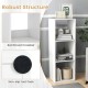 Close-up of the 3-cube bookshelf's reinforced crossbar and non-slip foot pads for stability in white finish.