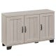 3-door buffet sideboard in white wash with adjustable shelves, metal handles, and anti-tipping kits for versatile.