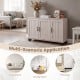 3-door buffet sideboard in white wash with adjustable shelves, ideal for living room, dining room, or entryway storage.