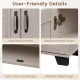 User-friendly details of the 3-door buffet sideboard, featuring sleek metal handles and reinforced hinges for.
