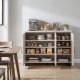 3-door buffet sideboard in white wash with adjustable shelves, ideal for kitchen storage and organization.