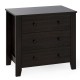 Wide dark brown 3-drawer dresser with sturdy support feet and smooth metal slide rails for organized storage.