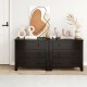 Wide chest of drawers in dark brown with three deep drawers, ideal for organized storage in modern interiors.