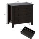Wide dark brown 3-drawer dresser with ample storage, sturdy feet, and smooth metal slide rails for easy access.
