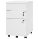 White 3 drawer locking filing cabinet with durable steel construction and casters for easy mobility, ideal for office.