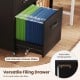 Versatile filing drawer with full extension slides, adjustable rails for A4 and letter size files in a mobile cabinet.