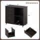 3-drawer mobile lateral file cabinet in espresso with open shelves and smooth sliding drawers for versatile storage.