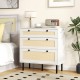 3-drawer rattan nightstand in white with woven texture, perfect for bedroom storage and decoration display.
