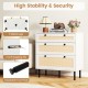 3-drawer rattan nightstand in white with boho style, featuring metal legs and anti-tipping kits for bedroom stability.