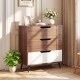 Rustic farmhouse 3-drawer wooden storage dresser in walnut with a white bottom, ideal for living room or bedroom decor.