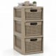 3-drawer storage organizer in black with wicker-pattern drawers, perfect for cosmetics and office supplies in compact.