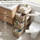 3-drawer storage organizer with wicker patterns in black, ideal for cosmetics and office supplies, perfect for bathroom.
