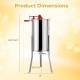 3 Frame Manual Honey Extractor dimensions with adjustable legs, clear lid, and bottom gravity flow gate for home apiary.