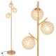 Gold 3-globe floor lamp with acrylic shades and a sturdy base, perfect for modern living room or bedroom decor.