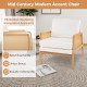 Mid Century Modern accent chair featuring PE rattan armrests and soft sherpa fabric, perfect for living room or office.