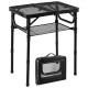 Folding picnic table with adjustable height, large storage net, and handle for easy transport and outdoor use.