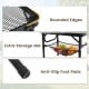 Folding picnic table featuring rounded edges, anti-slip foot pads, and large storage net for organized outdoor use.
