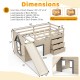 3-in-1 twin loft bed in beige with slide, ladder, and three storage drawers for kids' rooms.