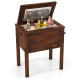 Wood cooler with 54QT capacity, 3-layer insulation, and side handles, perfect for outdoor gatherings and easy transport.