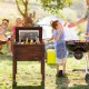 3-layer insulated wood cooler with solid pine frame, 54QT capacity, ideal for outdoor gatherings and easy transport.