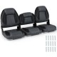 Three folding boat seats in black with high-density padding, designed for comfort and easy installation, ideal for.