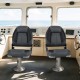 High-back and low-back folding boat seats in black with 28D sponge padding, ideal for marine comfort and support.