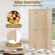 Three-panel folding room divider in beige, made of sturdy rubber wood, ideal for home office or bedroom use.