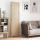 Beige 3 panel folding room divider with wood structure and smooth metal hinges, ideal for home office or bedroom use.