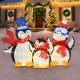 3D lighted penguin family Christmas decoration with 160 LED lights, showcasing a playful design for festive outdoor.