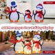 3-piece lighted penguin family Christmas decoration with 160 LED lights, wearing scarves, for indoor or outdoor use.