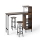 3-piece bar table set in rustic brown with wine rack, featuring a spacious tabletop and sturdy metal frame for.