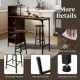 Rustic brown 3-piece bar table set with wine rack, featuring a waterproof surface and adjustable foot pads for.