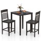 Counter-height dining table set with gray rubber wood frame, includes 2 chairs, perfect for small spaces or breakfast.